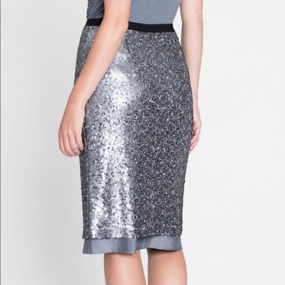 NIC+ZOE Twinkle Night Silvery Sequin Skirt Size 2 New - Picture 4 of 10